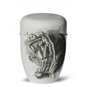 Hand Painted Biodegradable Cremation Ashes Funeral Urn / Casket – Man Angel (Rise after Falling)